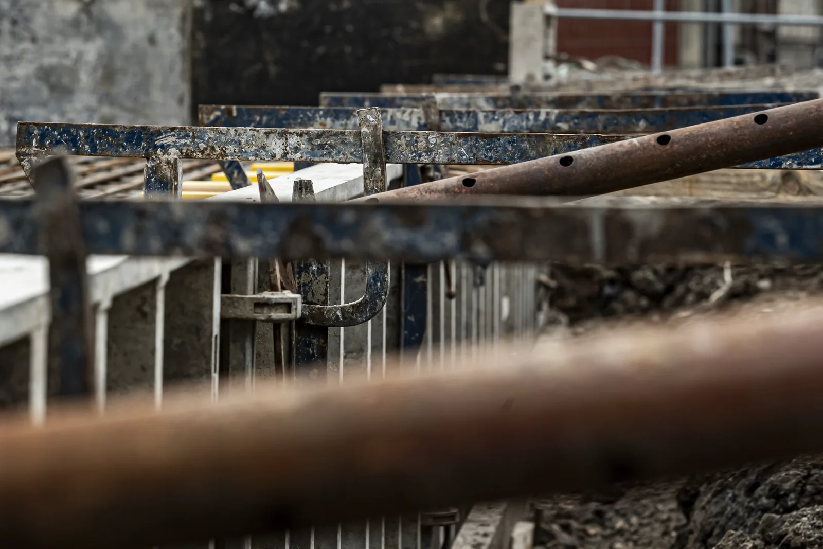 Photographe chantier BTP, détail de coffrage métallique