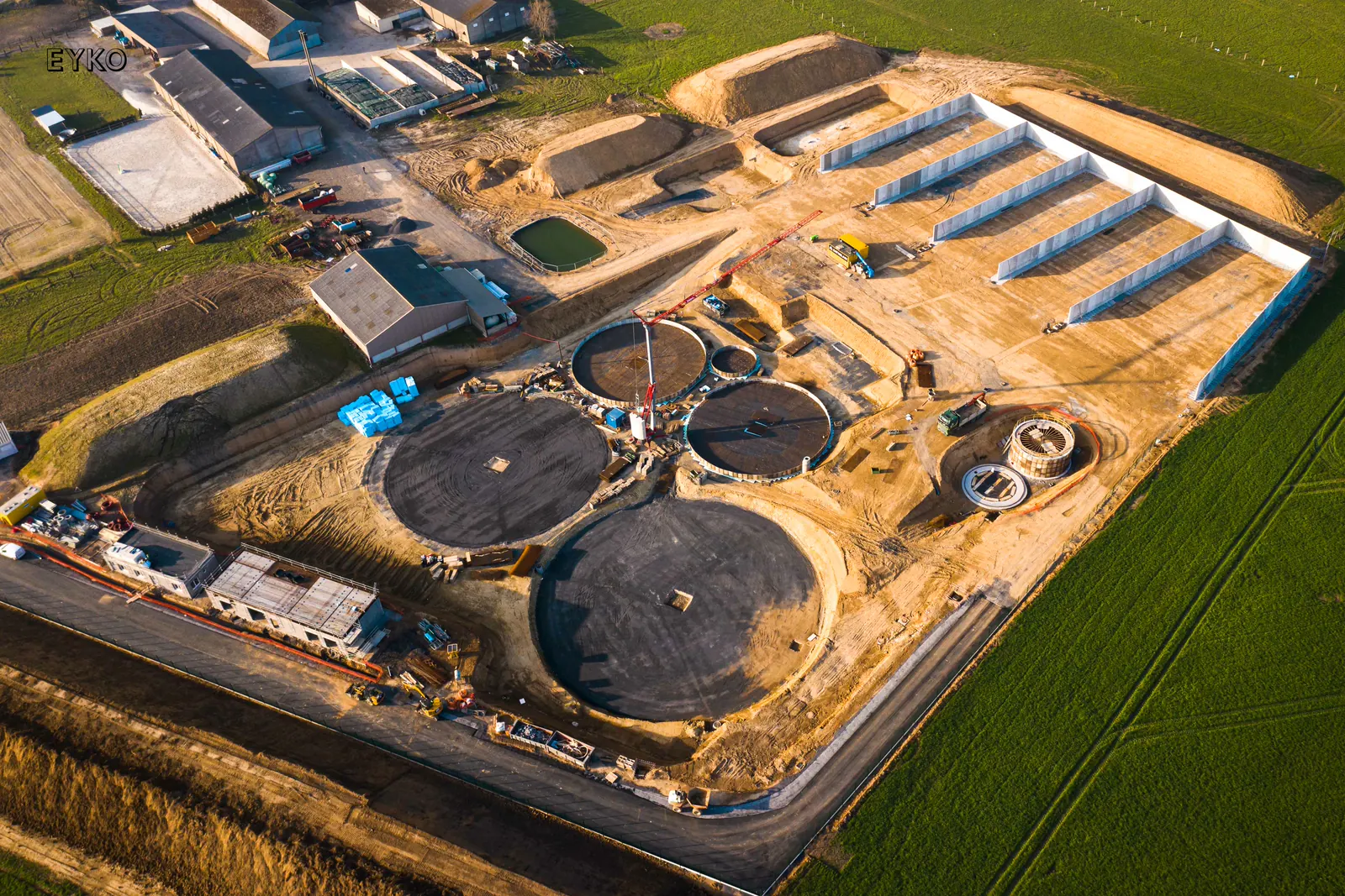 Vue drone chantier, station de traitement industrielle